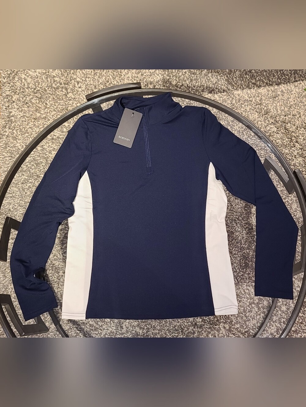 Arche Navy with White Side Panels Long-Sleeve Quarter Zip Athletic Top - Size M